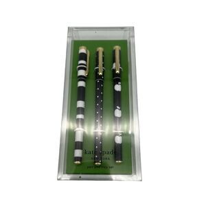 Kate Spade Dots and Stripes Fine Point Pen Set of 3 with Acrylic Tray